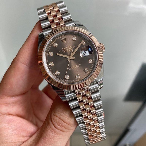 ROLEX DAY DATE SILVER EVEROSE GOLD WATCH